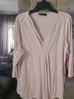 Lane Bryant Pale Blush Pink Vneck Top